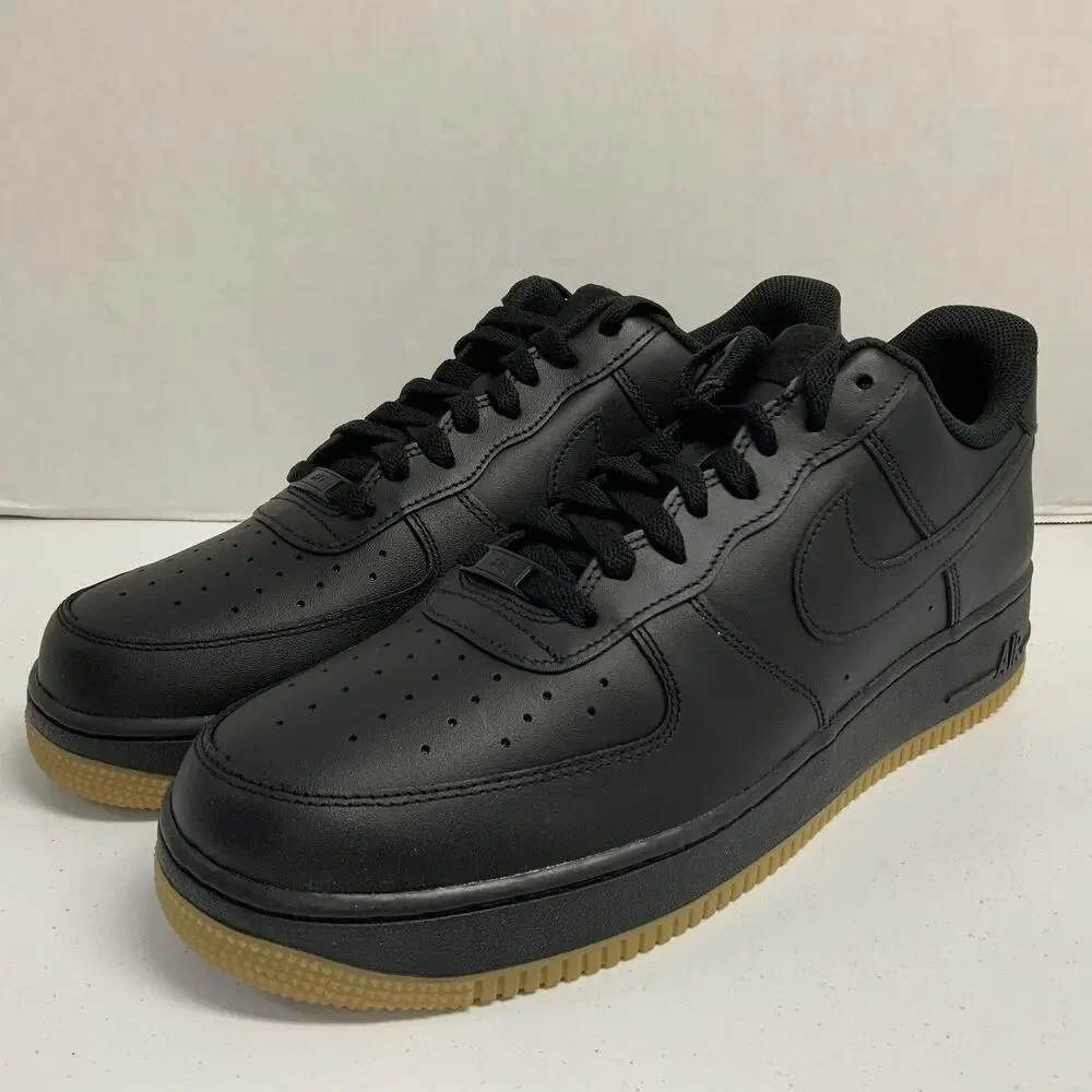 Nike Air Force 1 '07 Black Gum DZ4404 001 Size 13 Leather Light Brown Work Shoe